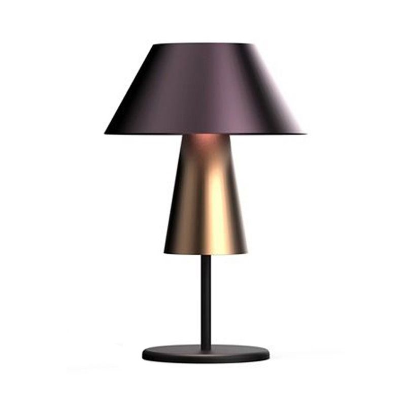 Metaalachtige 2-laags kegel nachtverlichting eenvoud 1 had bruine nachtkastje lamp voor het bed