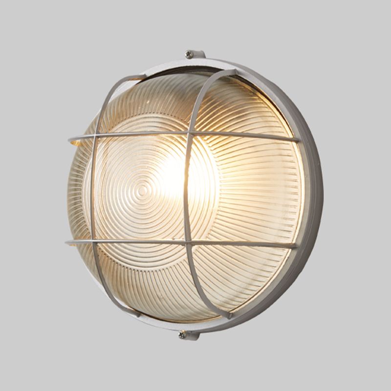 Metal Industrial Wall Sconce Geometric Shape Wall Light with Glass Shade for Courtyard