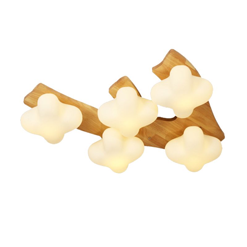 Geometric Shape Glass Flush Light Modern Style Multi Lights Flush Mount Fixture in Brown