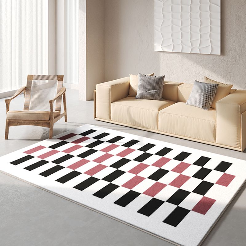 Green Modern Area Rug Polyester Geometric Pattern Area Carpet Non-Slip Backing Rug for Home Decor