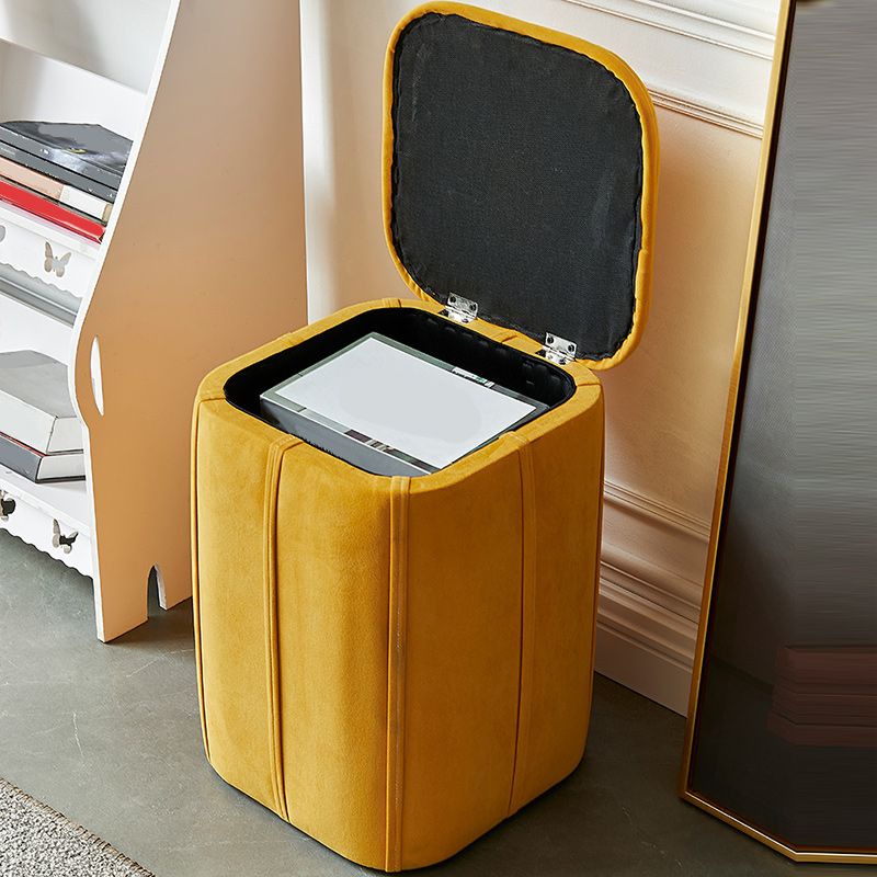 Orange Velvet Ottoman Modern Round Ottoman Stain Resistant Ottoman