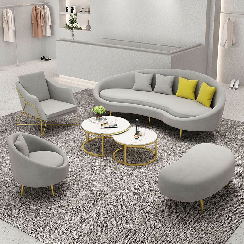 Contemporary Curved Sofa for Apartment 33.46" High Sloped Arm Sofa