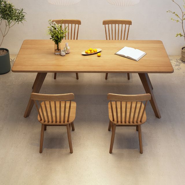 Industrial Style Dinette Table Solid Wood Rectangle Dinner Table in Brown
