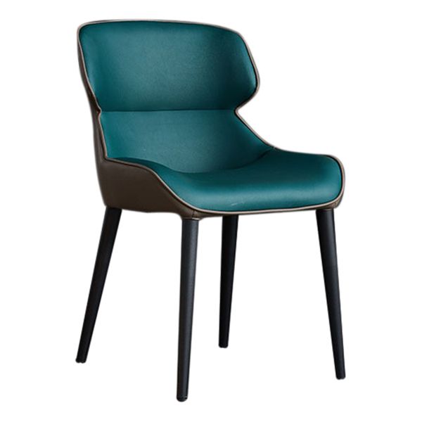 Faux Leather and Metal Armless Dining Chairs Modern Side Chair