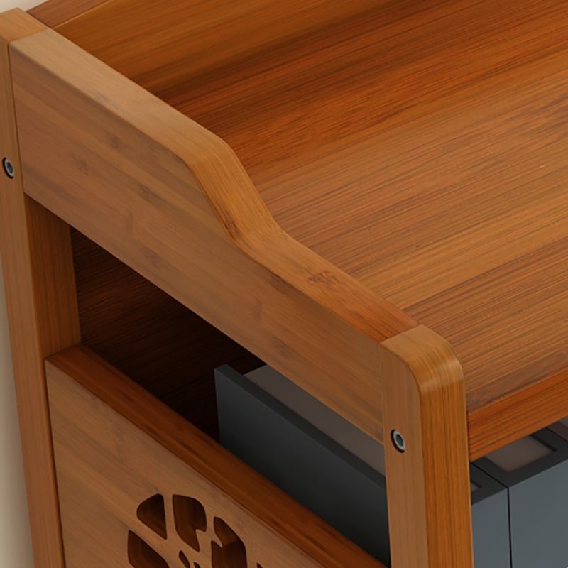 Modern Bamboo Closed Back Shelf Bookcase Floor Brown Book Shelf for Study Room