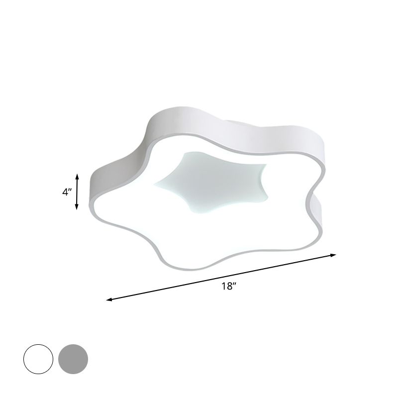 Star Bedroom Flush Mount Spotlight Acrylic LED Contemporary Ceiling Lighting in White/Grey