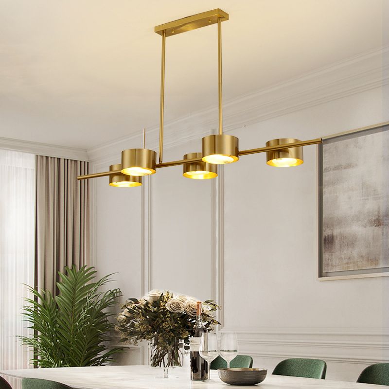 Metal Drum Shade Island Lighting Nordic 5-Head Suspension Light for Dining Room