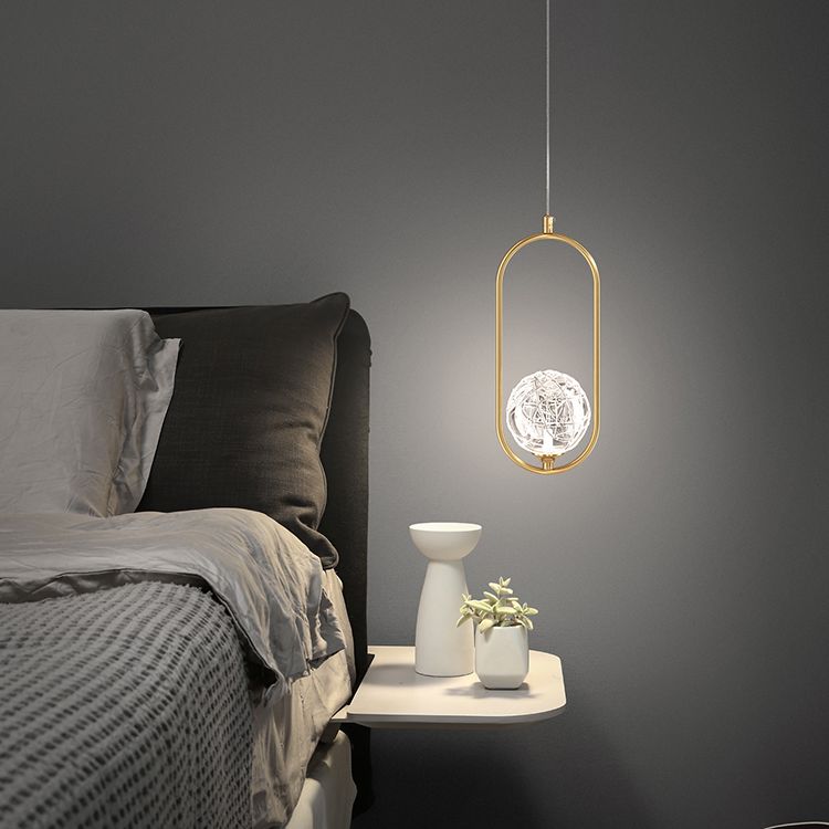 Strukturierte Kristallglaskugel Anhänger Einfachheit 1 Kopfpendel Licht für Schlafzimmer