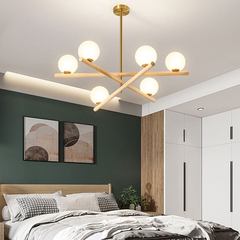 Burbujas nórdicas lámparas colgantes salón de estar de madera lámpara de araña de lámpara en blanco