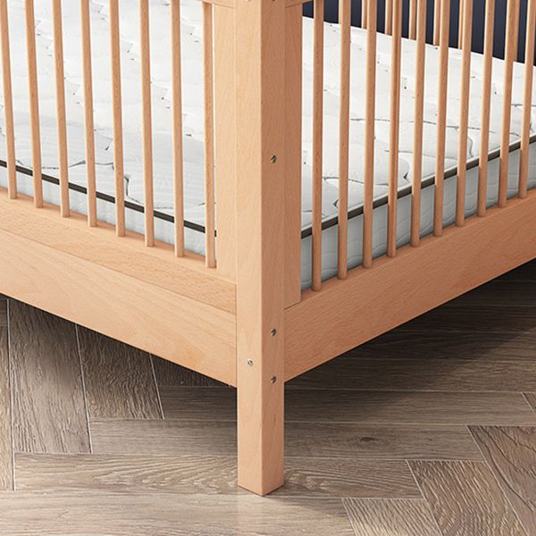 Contemporary Glam Solid Wood Nursery Crib Washed Natural with Guardrail
