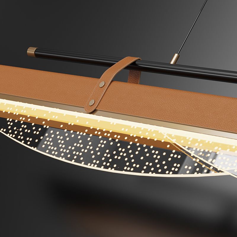 Leather LED Island Light Fixture Ultra-Modern Hanging Light for Dining Room