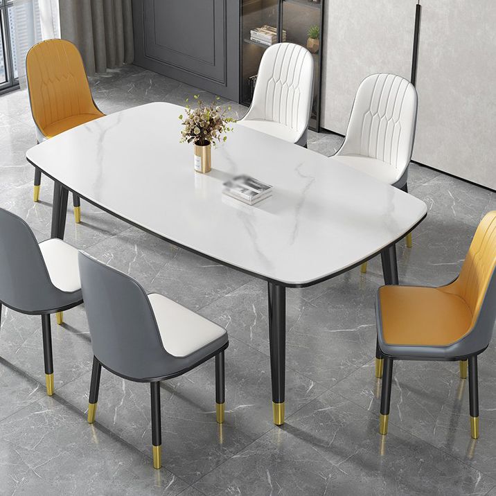 Modern Sintered Stone Top Kitchen Dining Table Rectangle Shape Dining Table with 4 Legs Base