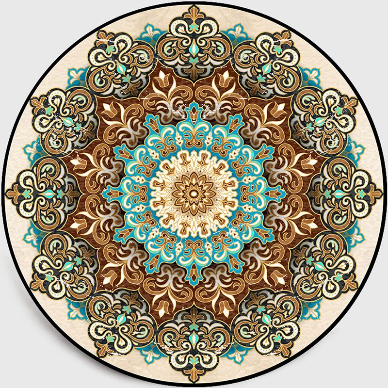 Multi-Colored Living Room Rug Turkish Floral Swirl Rug Synthetics Anti-Slip Pet Friendly Machine Washable Area Carpet