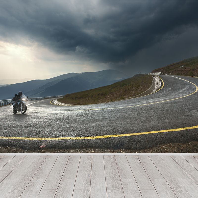 Various Highway View Mural Wallpaper Contemporary Non-Woven Material Wall Covering