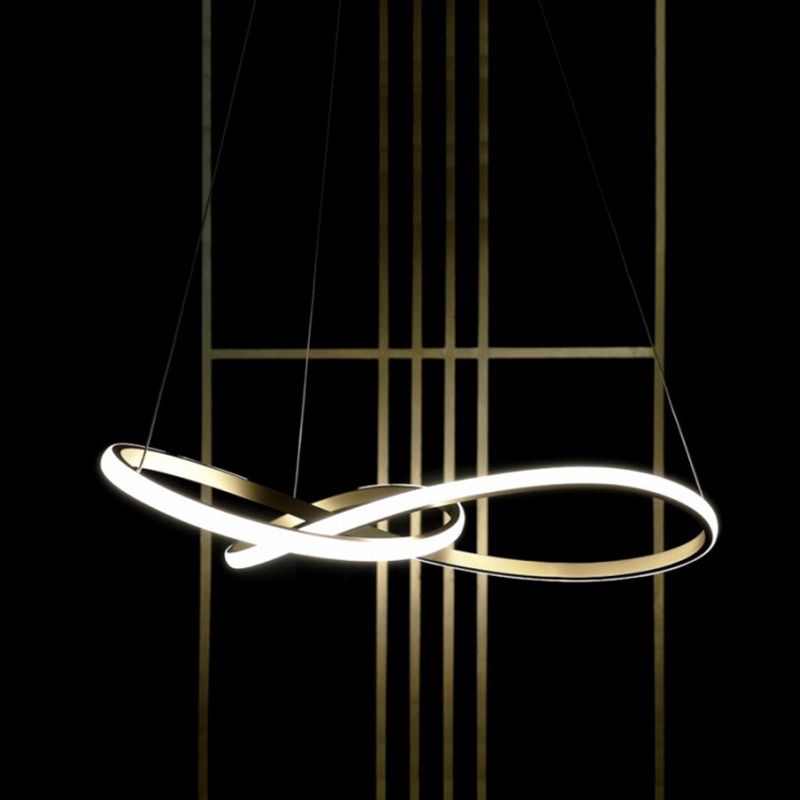 Modern Spiral Chandelier Light Fixtures Metallic Hanging Light Kit for Restaurant