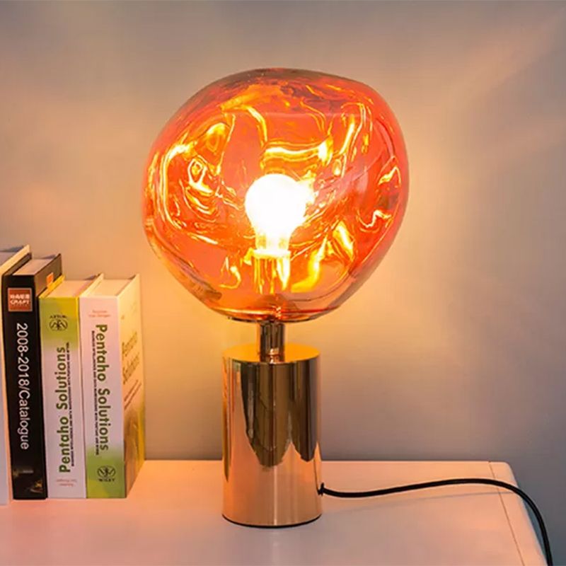 Accensione da tavolo fuso in stile modernista argento/vetro soffiato a mano 1 testa da soggiorno lampada da tavolo