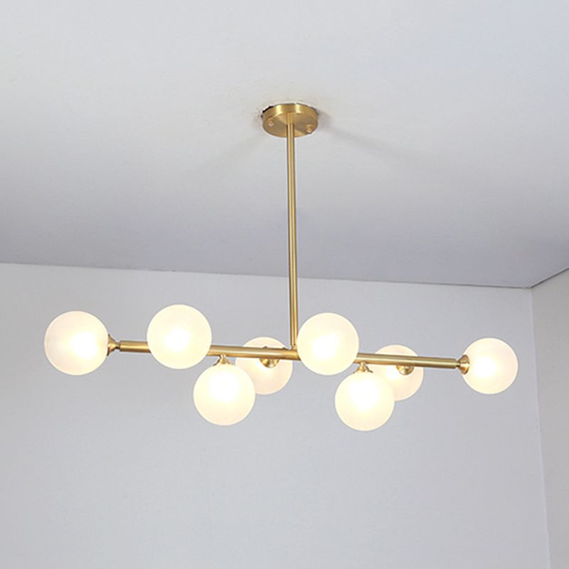 8-Lights Linear Hanging Ceiling Light Modern Glass Hanging Lamp Kit