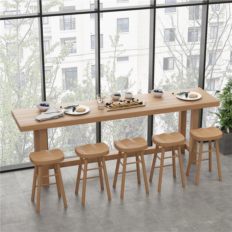 1/6/11 Pieces Modern Rectangle Pub Table Set Wooden Counter Table with Backless Stools