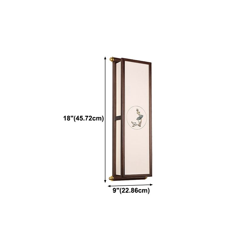 New Chinese Style Wooden Wall Light Cuboid LED Wall Lamp with Acrylic Shade for Bedroom