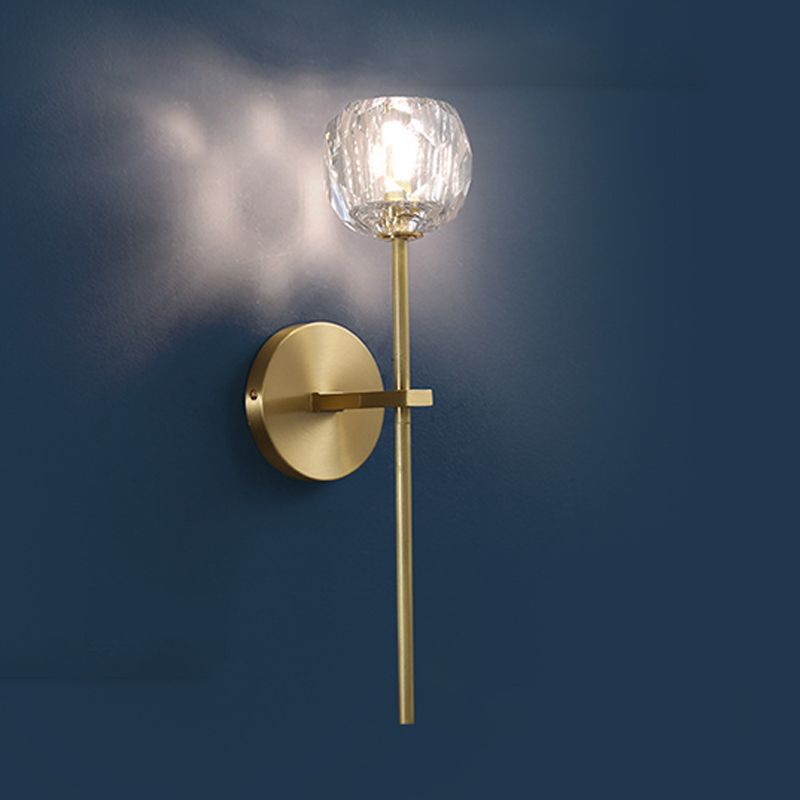 Moderne Messing Wandleuchte Globus Gold Wandleuchten mit Kristall für Schlafzimmer