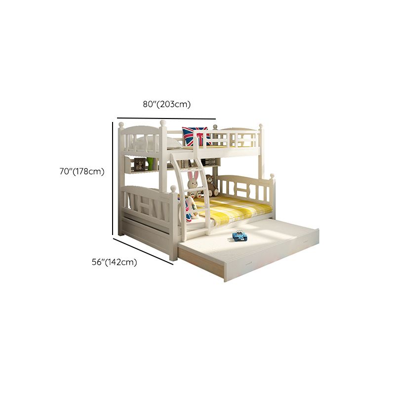 Solid Wood Bunk Bed Modern Style White Bunk Bed with Guardrail