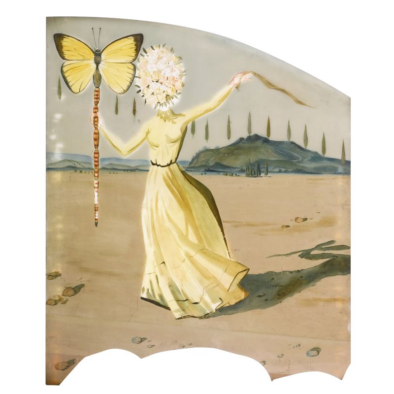 Illustration Gala Dress Mural Wallpaper for Accent Wall, Yellow, Personalized Size