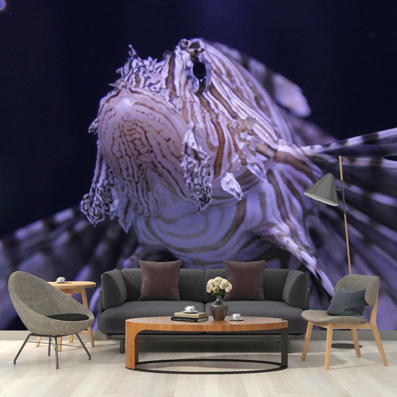 Pleasing Wall Mural Lionfish Patterned Drawing Room Wall Mural
