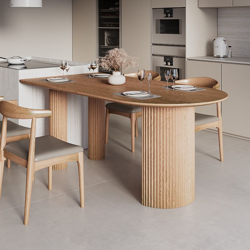 Free Form Dining Table Pine Solid Wood Dining Table in Walnut and Natural