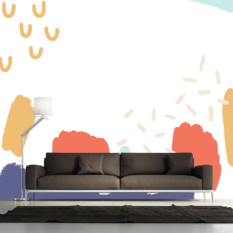 Custom Illustration Kids Wall Mural Decal with Abstract Pattern in Yellow for Home