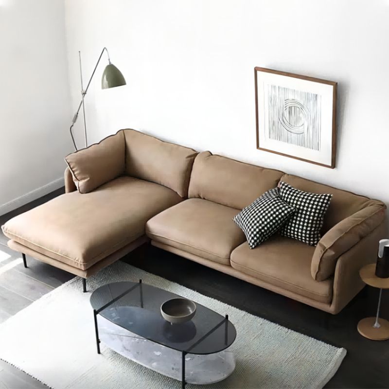 Light Brown Sectionals/Sofa with Pillow Back and Pillow Top Arm