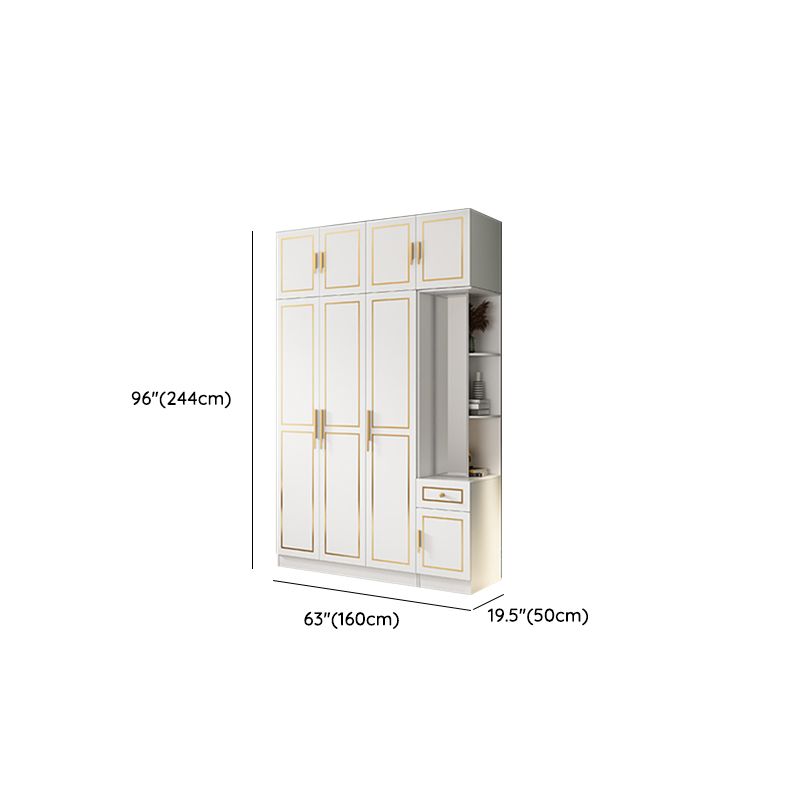 White Engineered Wood Wardrobe Armoire Modern Wardrobe Cabinet