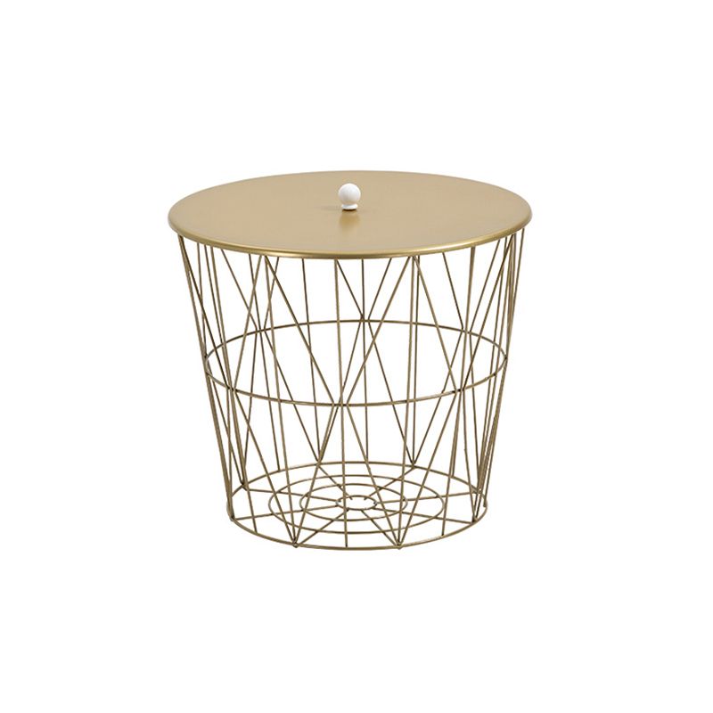Contemporary Metal Round Top Coffee or End Table with Fram Base