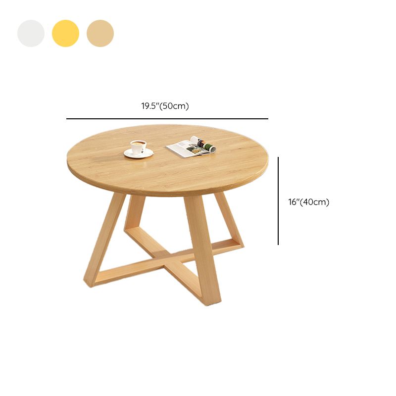 Solid Wood Coffee Table Round Cross Legs Bunching Coffee Table Set