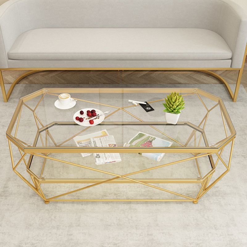 Contemporary Cocktail Table Glass Top Rectangular Single Coffee Table