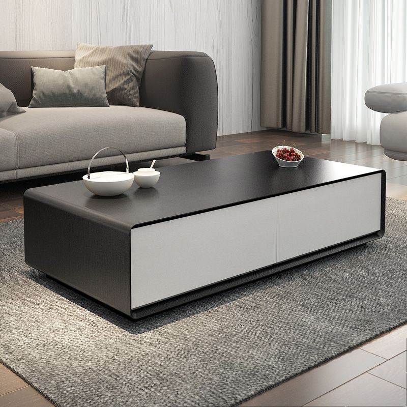 Modern Style Rectangular Wooden Table Abstract Base Coffee Table