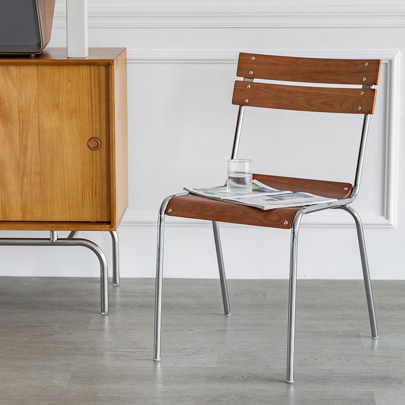 Contemporary Beech Solid Wood Armless Bar Stool with Footrest