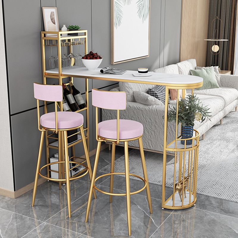 Stone Top Bistro Bar Table Rectangle Bar Table with Wine Rack