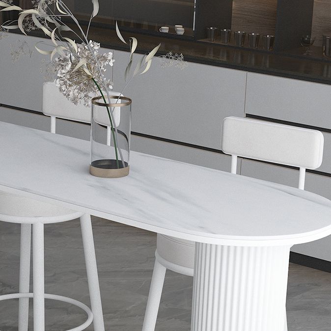 Modern Marble Bar Table with Specialty Table Top Double Pedestal Table- 41.3" H