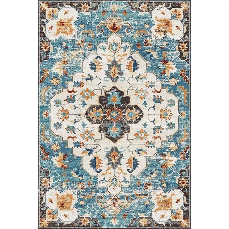 Red Tone Traditional Area Carpet Polyester Moroccan Print Indoor Rug Easy Care Carpet for Living Room