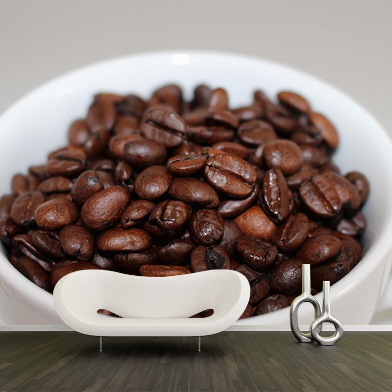 Roasted Coffee Beans Wall Mural for Coffee Shop Mildew Resistant Wall Covering