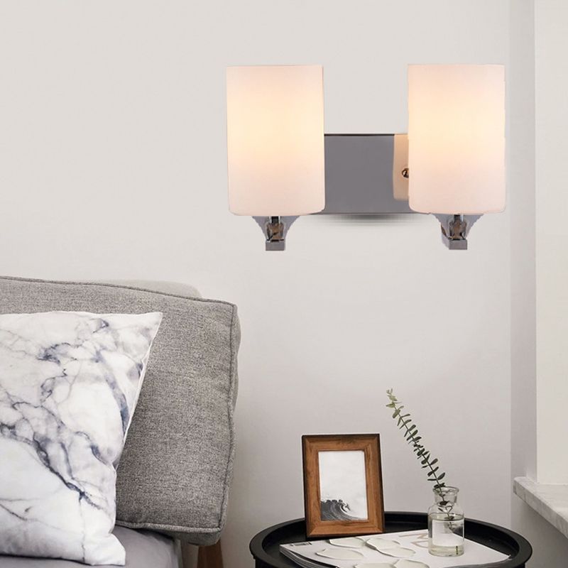 Minimalist Wall Lighting Fixture White Glass Living Room Wall Sconce