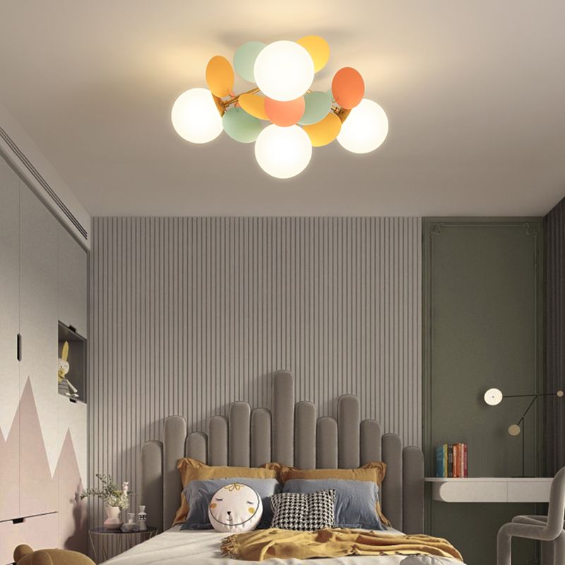 Macaron Style Sputnik Shape Flush Mount Glass Ceiling Light for Bedroom