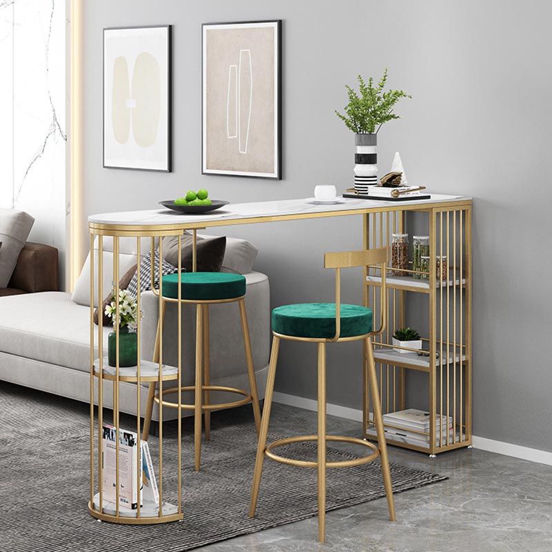 Modern 1/3 Pieces Bar Table Set Stone Counter Table with High Stools for Milk Tea Shop