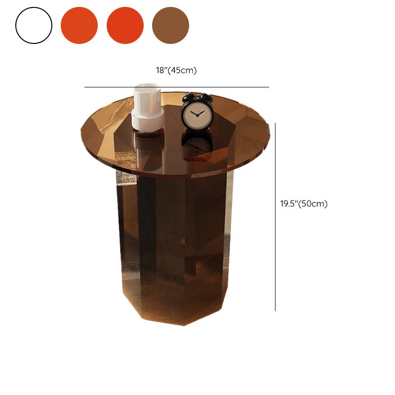 Contemporary Accent Side Table Pedestal Acrylic Round Living Room End Table