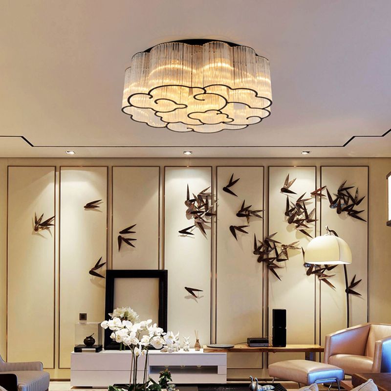 Nordic Style Ceiling Light Cloud Shape Ceiling Lamp with Glass Shade for Bedroom