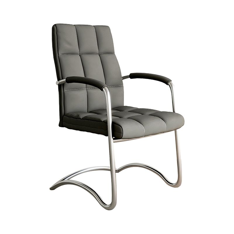 Modern Fixed Arms Desk Chair Faux Leather Mid Back Office Chair