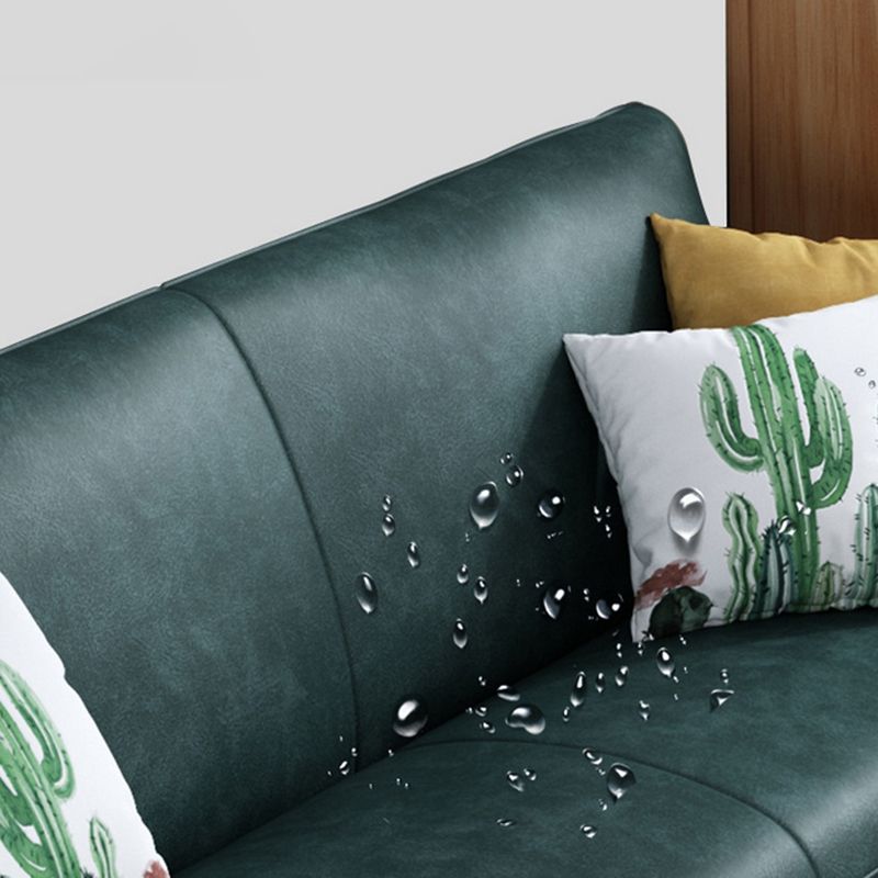 Contemporary Cushions Standard Tuxedo Arm Living Room Faux Leather Settee