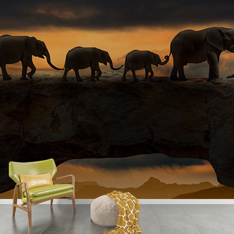 Environmental Wall Mural Wallpaper Elephants Sitting Room Wall Mural