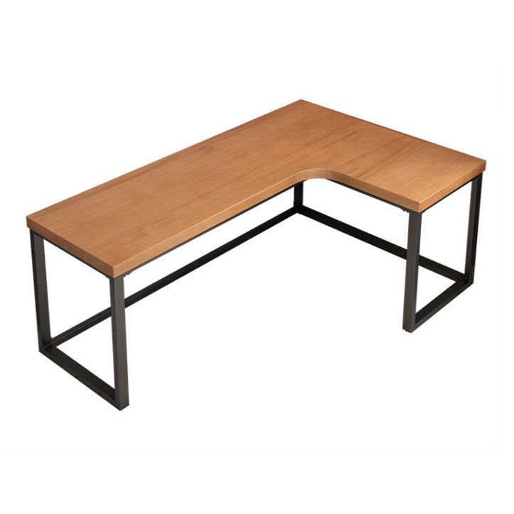 L-Shaped Modern Study Table Fixed Writing Table of Pinewood Solid Wood without Cabinet