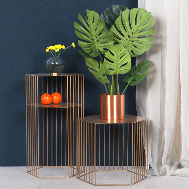 Black/white/gold Geometric Top Side Table Ironcraft Frame End Table